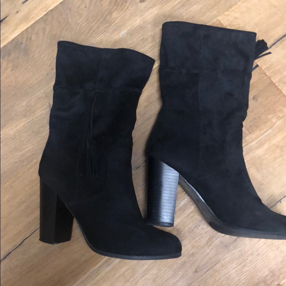 Black Suede Bootie w/adjustable tassel sz 9